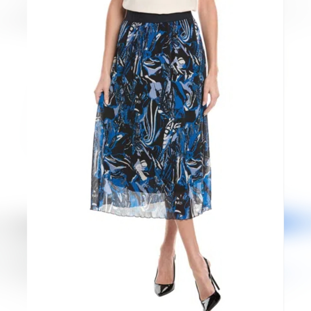 Hugo Boss Skirt "Valpliso" Midi, Elastic Waist,‎ Black Blue, Pleated Size 4